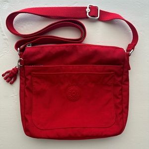 Kipling Red Nylon Crossbody Bag Sebastian 8.5x10” Zipper Shoulder Purse Designer